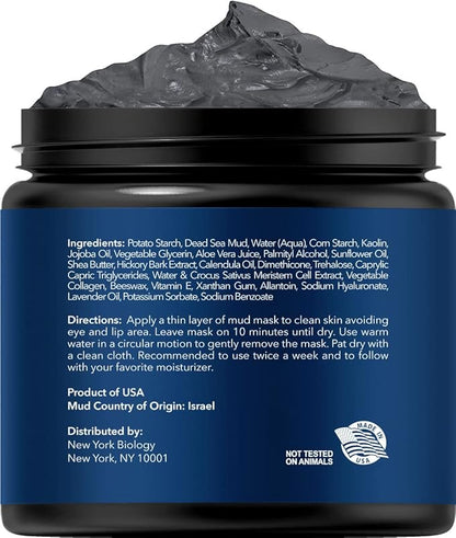 New York Biology Dead Sea Mud Mask for Face, Body | with Stem Cell and Collagen | Spa Quality Pore Refiner for Oily Skin | Natural Skincare for Women, Men | Tighten Skin | 4 oz