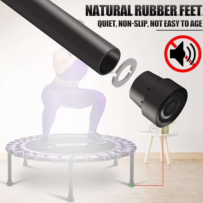 Newan 40"-48" Silent Mini Trampoline Fitness Trampoline Bungee Rebounder Jumping Cardio Trainer Workout for Adults-Max Limit 330lbs