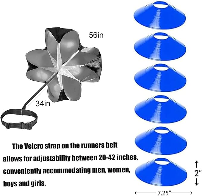 20ft Sports Agility Ladder, Agility Training Equipment for Football, Exercise, Tennis, Legs Workout with Speed Parachute, Cones and Carry Bag