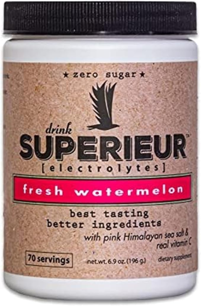 Superieur Electrolytes ??Plant Based Electrolyte Supplement w/Sea Minerals for Hydration & Recovery ??Keto Friendly, Non-GMO, Zero Sugar, Vegan Healthy Sports Drink Powder ??Watermelon (70 Servings)