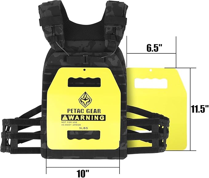 PETAC GEAR Tactical Weights Plates For Weighted Vest For Men Workout,5/10/15/20 LBS Weight Strength Training Vests Equipment Workout Gear