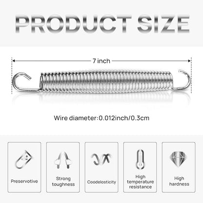 7 Inch Trampoline Springs 36 Pack Replacement Trampoline Springs with T-Hook Heavy Duty Stainless Steel Trampoline Springs Metal Trampoline Pulling Tool Accessories