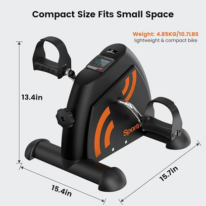 Sportneer Under Desk Bike Pedal Exerciser: Mini Exercise Bike Portable Peddler Sitting for Seniors with LCD Display Arm & Leg Bike Pedals Exerciser with Anti-Skid Mat for Home Office