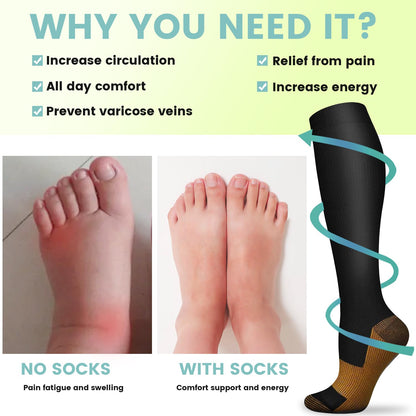 Copper Compression Socks 15-20 mmHg for Men & Women 8 Pairs – Circulation Support for Nurses