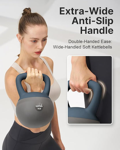 YOTTOY Soft Kettlebell, Set for Strength Training Kettlebells & Home Workouts, Soft-Sided Cushioned Base, Wide-Handle - Ideal for Men, Women, & Beginners