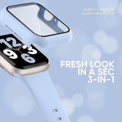 Compatible for Apple Watch Series 11 10 Band 42mm and Case with Screen Protector, Soft Silicone Sport Strap Bands and Protective Cover with Tempered Glass for iWatch Series 11 10