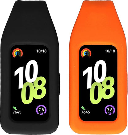 kwmobile 2X Clip Holders Compatible with Huawei Band 10/9 / 8 - Clip-On Holder Replacement Set - Black/Orange