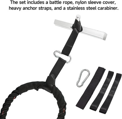 GSE Games & Sports Expert Gym Battle Rope, Heavy-Duty Workout Ropes for Indoor & Outdoor Workout, Exercise Rope for Strength Training - 30,40,50 Feet Lengths Available