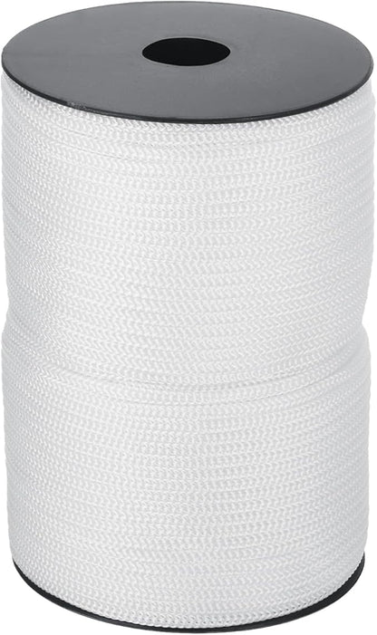 MECCANIXITY 5/32 Inch Polypropylene Rope Braided Ropes, 328ft Camping Rope Hollow Utility Cord for Clothesline, Hiking, Outdoor, White