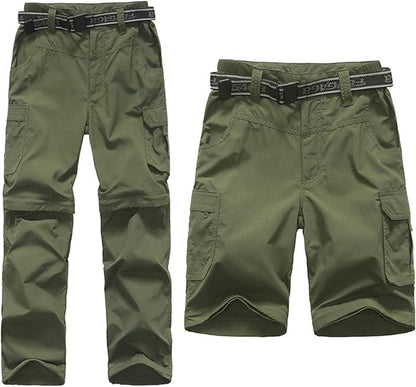 Boy’s Convertible Hiking Pants Lightweight Quick Dry Zip Off Pants for Kids Youth Outdoor UPF 50+ Casual Cargo Trousers