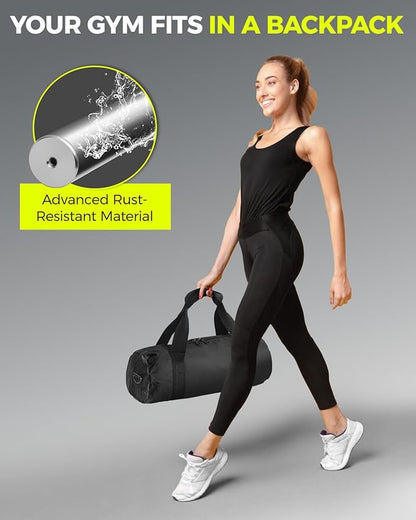 DASKING 4ft/4.9ft Barbell, 1-Inch Standard Detachable Bar, Portable Strength Training Bar for Weightlifting, Squat, Bench Press, Home Gym, 450LBS, Includes Silent Collars