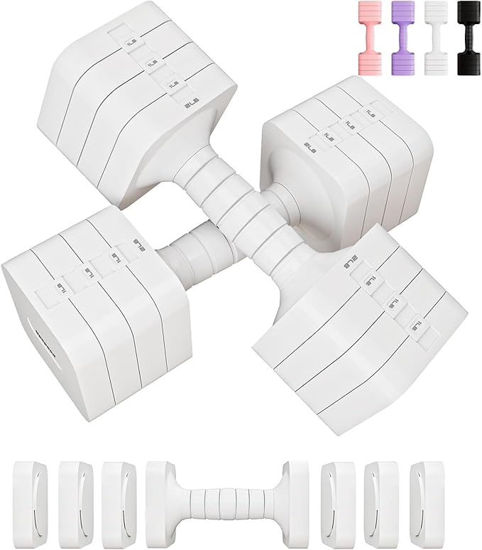 Adjustable Dumbbell Set for Women Men 16LB 20LB Hand Weights Dumbbells Sets Woman Exercise Fitness dumbbell Adjust dumbbells set of 2 for Home Gym Workout Strength Training Equipments