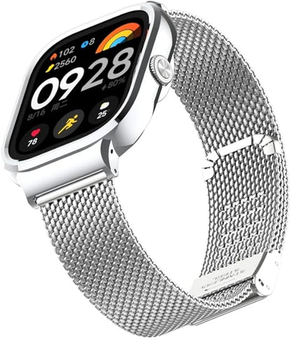 HOPMC Adjustable and Comfortable With Redmi Watch 4 Strap Metal Case 22mm Stainless Steel Mesh Replacement Straps for Redmi Smartwatch 4