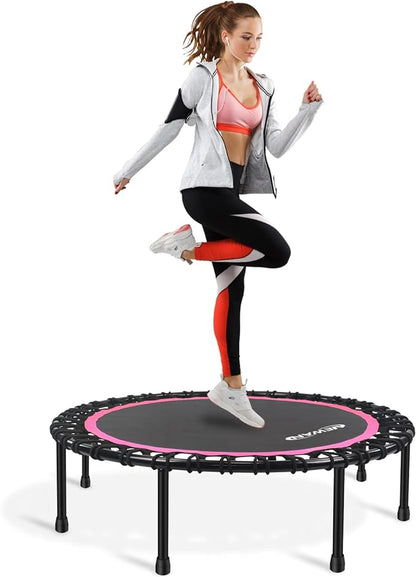 Newan 40"-48" Silent Mini Trampoline Fitness Trampoline Bungee Rebounder Jumping Cardio Trainer Workout for Adults-Max Limit 330lbs
