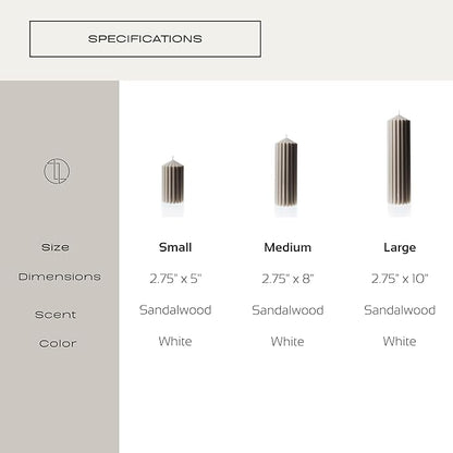 LAWA Ribbed Peak Pillar Candle - Large Beautiful Handmade Pillar Scented Soy Wax Candle Elegant Bubble Aesthetic Candle Housewarming Gift Home Room Shelf Decor Idea White (Small)
