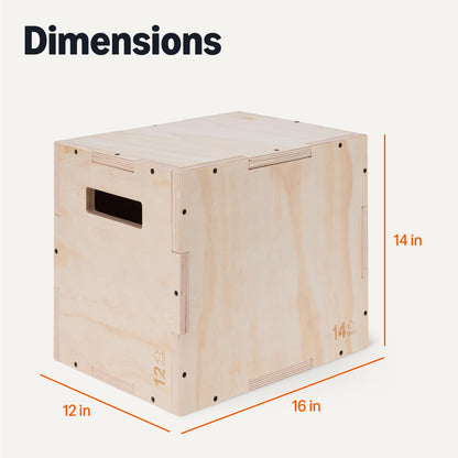 Amazon Basics 3-in-1 Wooden Plyo Box, Non-Slip Plyometric Jump Box with Three Heights for Home Gym