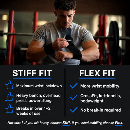 Rip Toned Wrist Wraps for Weightlifting - USPA & USAPL Approved - Stiff or Flex - 18" Gym Wrist