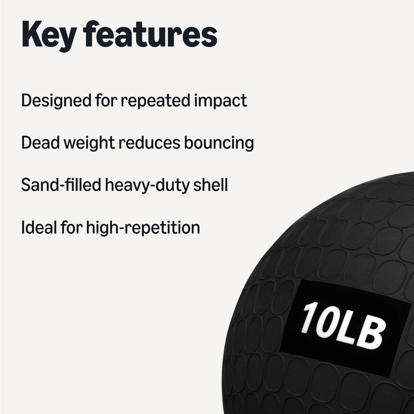 Amazon Basics Heavy-Duty Slam Medicine Ball for Exercise, Weighted Design, 10lb, Black