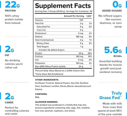 LEGION Whey+ Protein Whey Isolate from Grass Fed Cows - Whey Protein Isolate Powder Low Calorie, Non-GMO, Sugar Free, Lactose and Gluten Free, All Natural Protein Powder for Men & Women, 30 Servings
