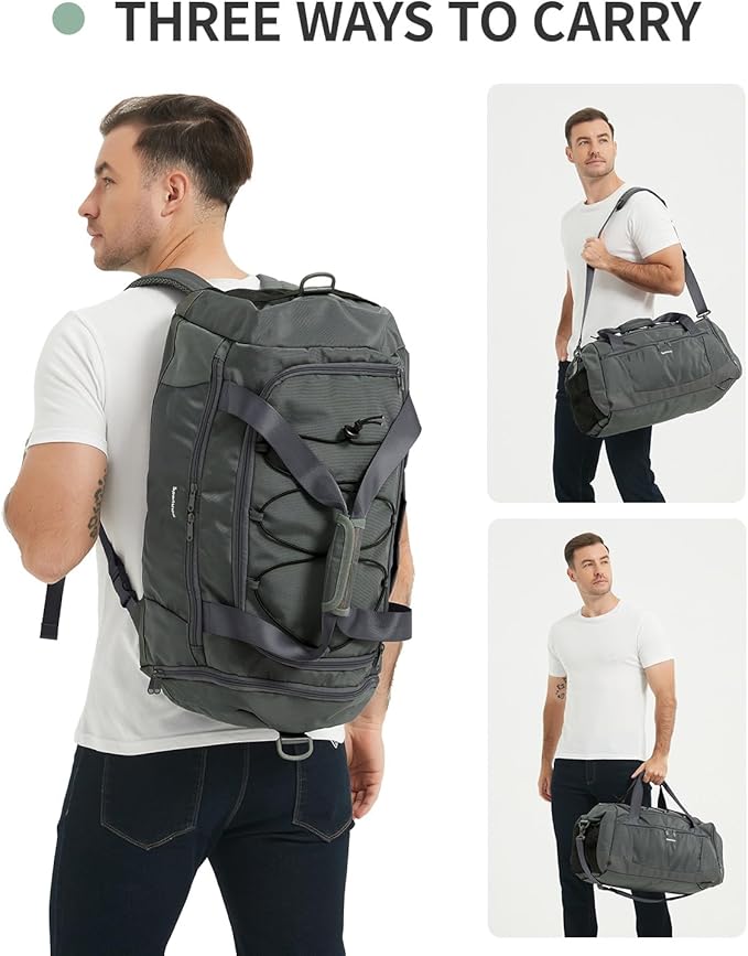 Sportsnew Gym Bag for Women with Shoe Compartment Wet Pocket & Yoga Mat Holder,Mens Duffel Bag for Travel with Laptop Compartment,Weekender Overnight Carry On Bag for Men(Army Green Patent Pending)