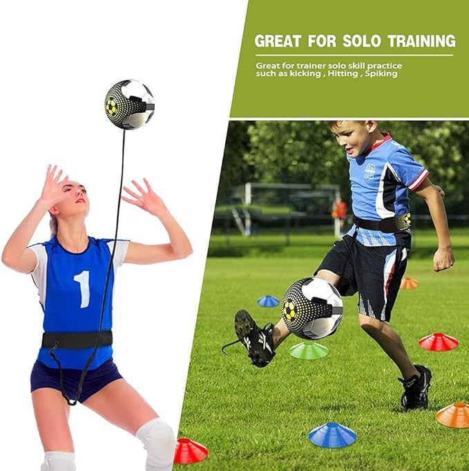 Soccer Speed Agility Training Set - 20FT Agility Ladder 12/16 Sports Cones and Soccer Kick Trainer Football Training Equipment Footwork Drills for Youth and Adults