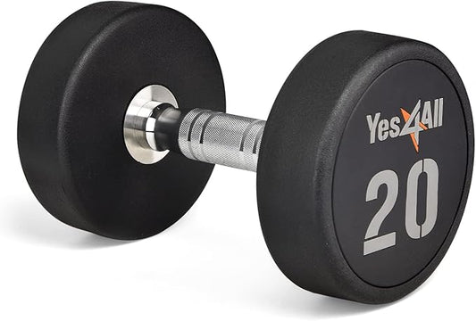 Yes4All Urethane Dumbbell with Anti-Slip Knurled Handle 5-50 LB for Muscle Building - Sold Individually