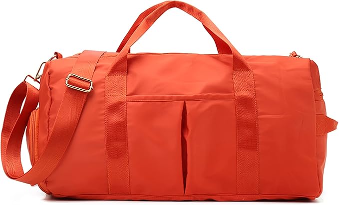 KARRESLY Sports Gym Bag for Women Travel Duffel Bag with Wet Pocket and Shoes Compartment for Training Swim Yoga(Orange)