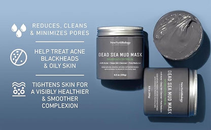 New York Biology Dead Sea Mud Mask for Face and Body | with Tea Tree | Spa Quality Pore Refiner for Oily Skin | Natural Skincare for Women & Men | Tighten Skin for A Healthier Complexion | 8.8 oz