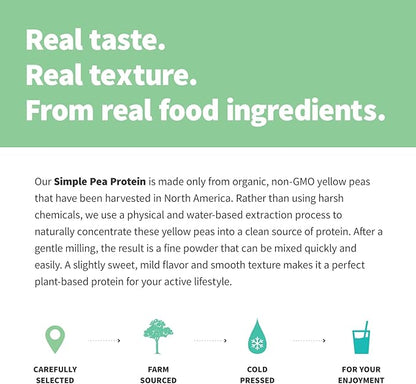 Sprout Living Organic Pea Protein Powder, Unflavored, 20 Grams of Plant Based Organic Protein Powder Without Artificial Sweeteners, Non Dairy, Non-GMO, Vegan, Gluten Free (1 Pound, 19 Servings)