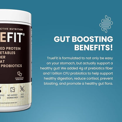 TrueFit Gut Healthy Protein Powder, Grass-Fed Whey Meal Replacement Shake with Prebiotics, Probiotics, & Organic Superfoods, Keto Friendly, Gluten Free (Packaging May Vary) 40 Servings