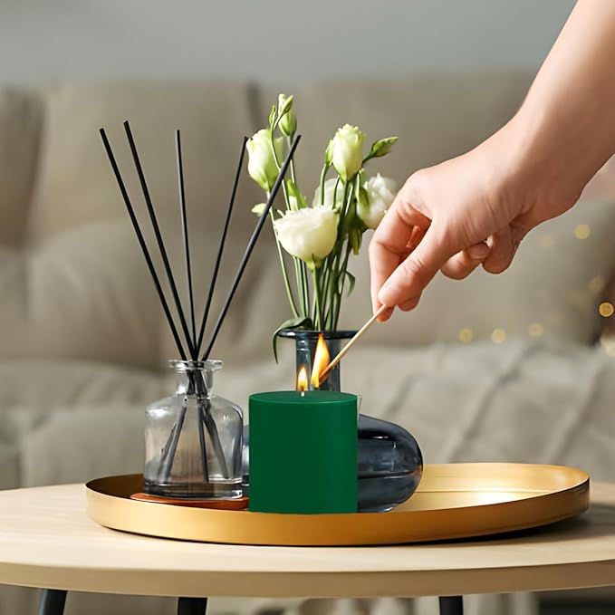 3 Packs Different Size Green Pillar Candles, Unscented Dripless 2.75x3, 2.75x4, 2.75x6 Inch Colored Cylinder Candles for Home Power Outage Dinner Table St. Patrick's Day Decoration