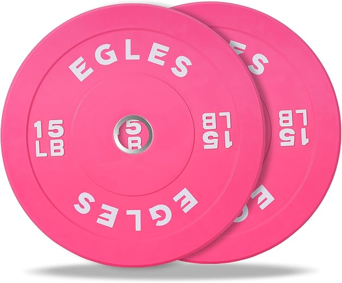EGLES Vibrant Colorful Olympic Weight Plates, Rubber Barbell Plates, 2-inch Standard Virgin Rubber Bumper Plate 10 15 25 35 45LB for Home Gym Weightlifting, Strength Training, Fit Workouts