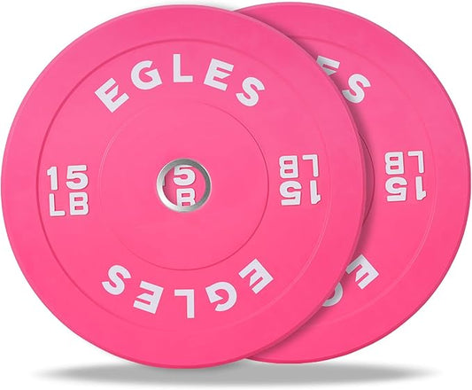 EGLES Vibrant Colorful Olympic Weight Plates, Rubber Barbell Plates, 2-inch Standard Virgin Rubber Bumper Plate 10 15 25 35 45LB for Home Gym Weightlifting, Strength Training, Fit Workouts