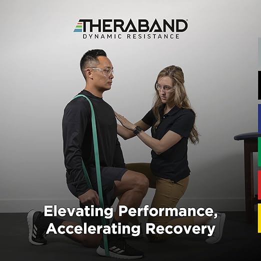 THERABAND High Resistance Bands, Set of 2 Elastic Super Bands for Improving Flexibility, Injury Rehab, & Full Body Workouts, Stretch Bands for Lifting, 1 Light & 1 Medium Band, Multi