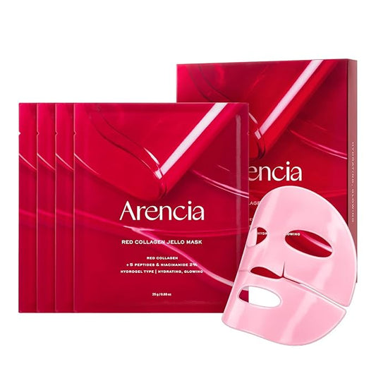 Red Collagen Jello Mask, Plump & Hydrating x 4ea, Overnight Hydrogel Mask for Dry, Mature Skin