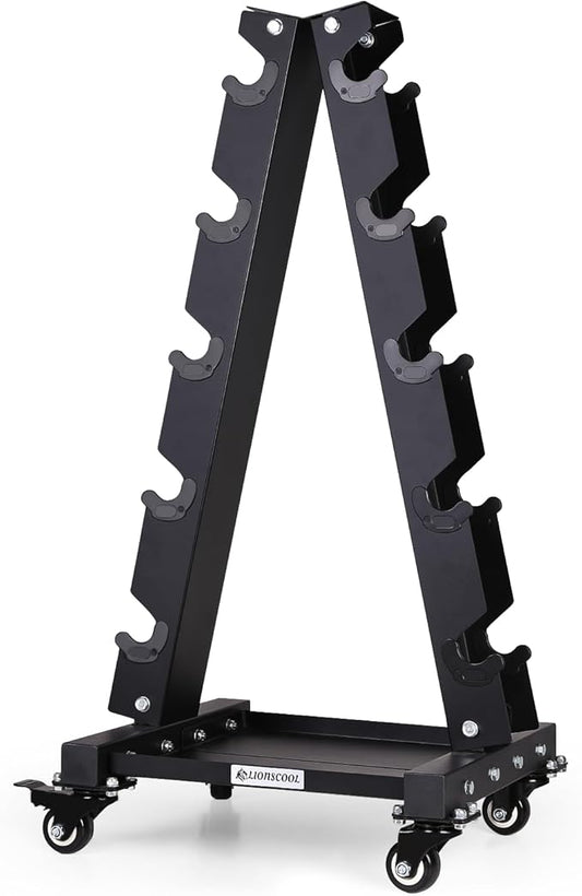 LIONSCOOL Premium Solid Steel Dumbbell Rack Stand Only, A-Frame Portable Weight Storage Organizer with Optional Tray and Wheels, Perfect for Home Gym Fitness Storage (200LBS/300LBS/700LBS Weight Capacity Available)