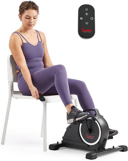 Sunny Health & Fitness Dual Function Under-Desk Bike Trainer, Mini Exercise Machine for Senior Training, Arm/Leg Cardio Cycle Workout, Optional Magnetic, Motorized w/Free SunnyFit App Connection