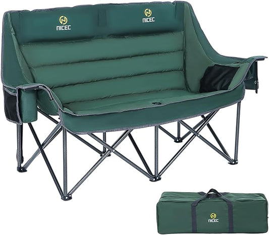 Nice C Double Padded Camping Chair, Oversized Loveseat Camping Chair, Outdoor Camping Couch for