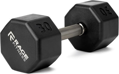 Rubber Coated Dumbbells - No Roll Design Easy-Grip Steel Knurled Handle, Weights Dumbbells Set for Strength Training - Ideal Weights Set for Home Gym - 10-60 LBS SOLD INDIVIDUALLY