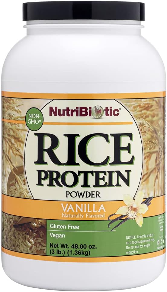 NutriBiotic ??Vanilla Rice Protein, 3 Lb (1.36kg) | Low Carb, Keto-Friendly, Vegan, Raw Protein Powder | Grown & Processed Without Chemicals, GMOs or Gluten | Easy to Digest & Nutrient Rich