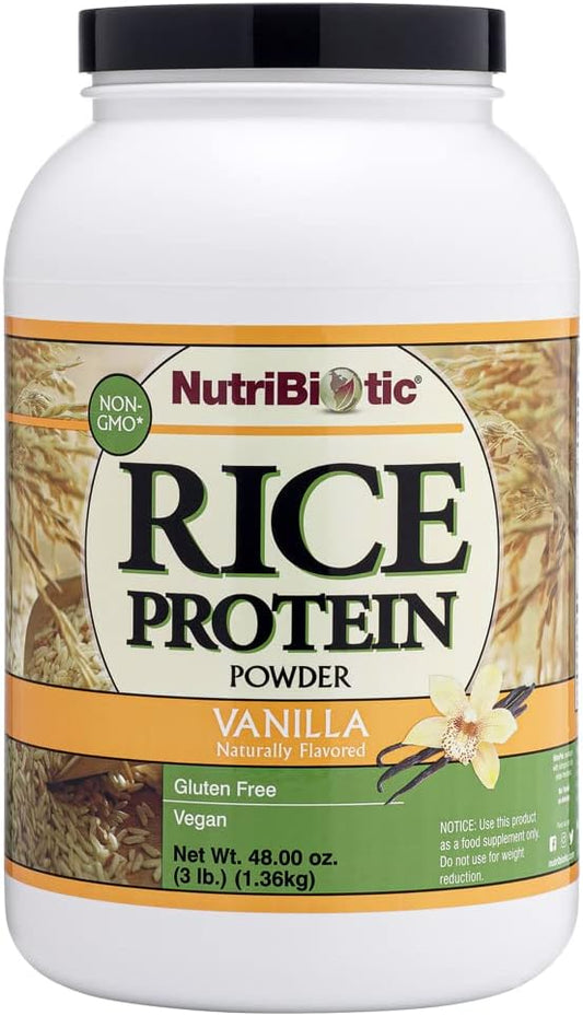 NutriBiotic ??Vanilla Rice Protein, 3 Lb (1.36kg) | Low Carb, Keto-Friendly, Vegan, Raw Protein Powder | Grown & Processed Without Chemicals, GMOs or Gluten | Easy to Digest & Nutrient Rich