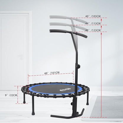 Newan 40"-48" Silent Mini Trampoline Fitness Trampoline Bungee Rebounder Jumping Cardio Trainer Workout for Adults-Max Limit 330lbs