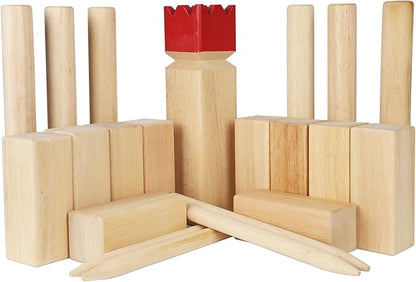 Juegoal Kubb Backyard Game Set, Wooden Block Tossing Game Set with Carrying Bag, Outdoor Games for Yard Garden Lawn Kids Teenagers Adults Family