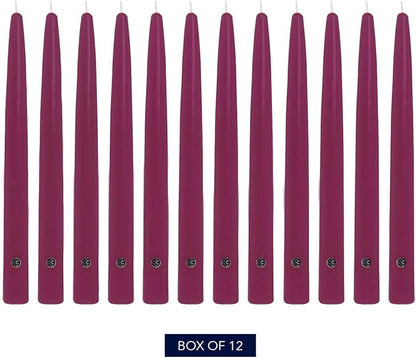 Colonial Candle Unscented Taper Candle, Handipt Collection, Mulberry, 10 in, Pack of 12 - Up to 8 Hours Burn