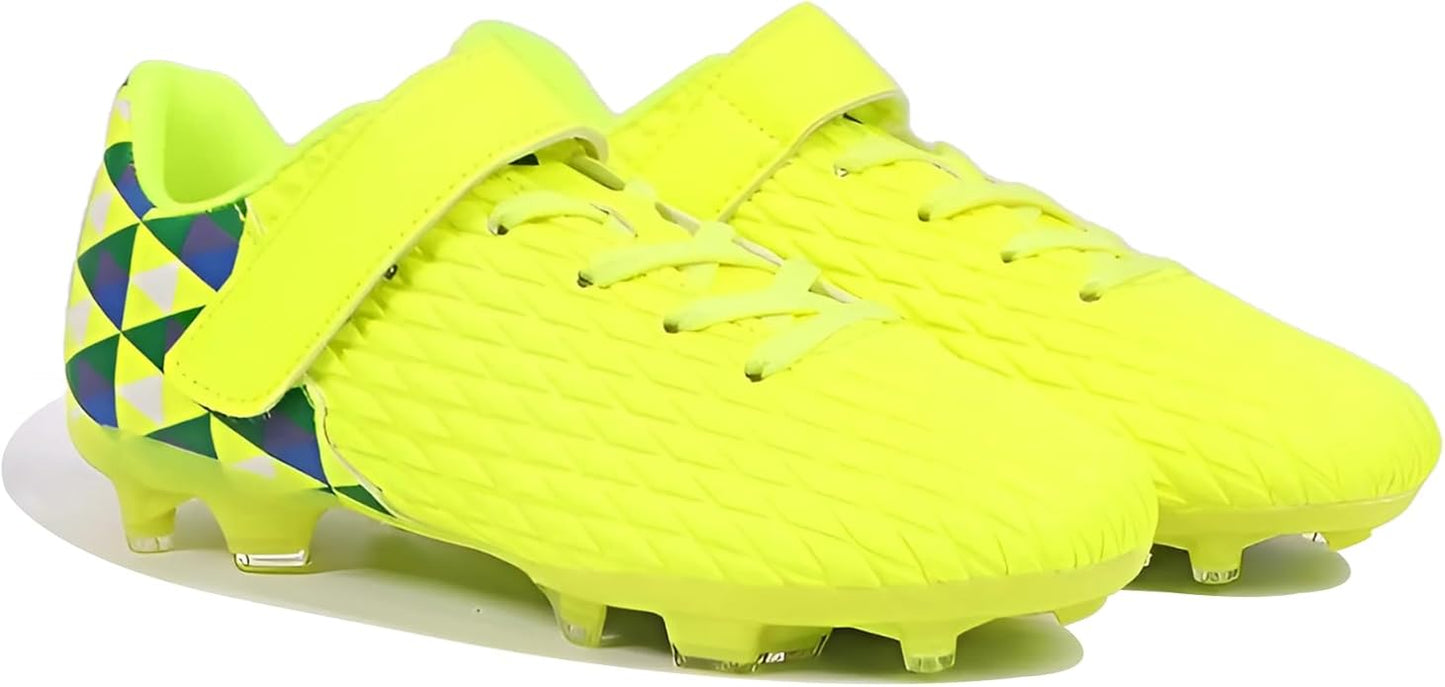 Soccer Cleats for Kids & Youth | Lightweight Football Shoes for Firm Ground | Durable Girls & Boys Soccer Cleats with Non-Slip Sole | Comfortable Soccer Boots | Unisex Size 11-6