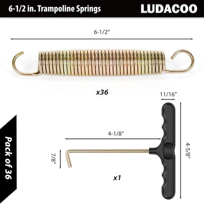 3.5"-8.5" Trampoline Springs, Heavy Duty Stainless Steel Trampoline Accessories with Swivel & Straight Hooks, Universal Trampoline Replacement Parts Includes T-Hook Tool, 12-48 Pack