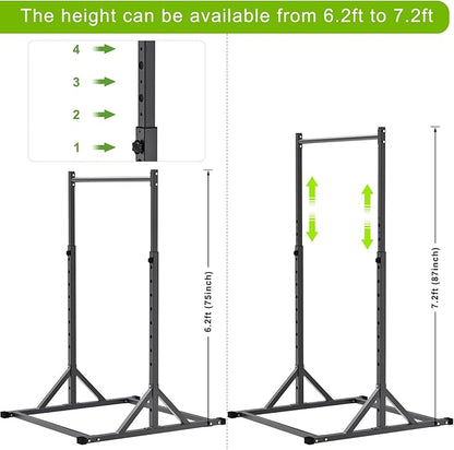 SELEWARE Adjustable Pull Up Station, Multifunction Pull Up Bar, Fully Welded, 500 lbs Capacity, Power Tower Dip Station for Home Gym
