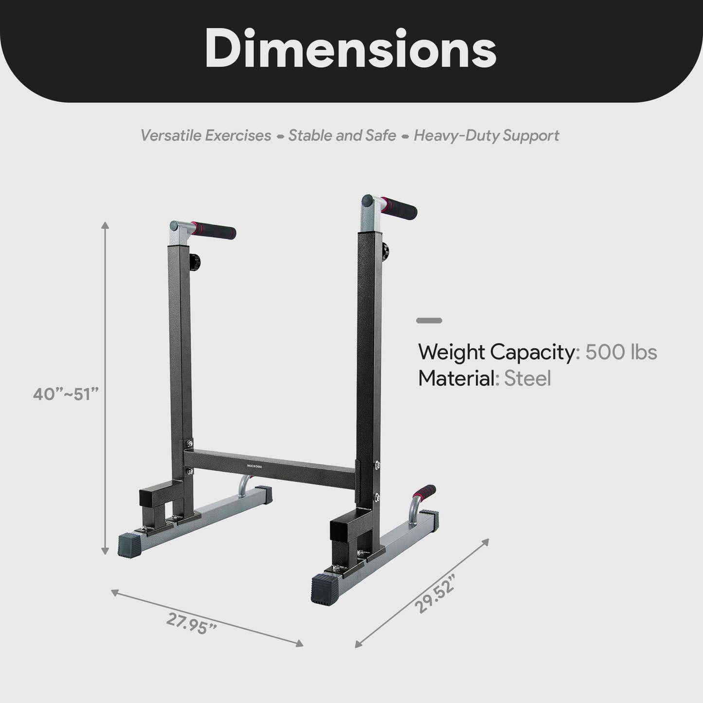 BalanceFrom Steel Frame Dip Station with Adjustable Height, 500 lb Capacity