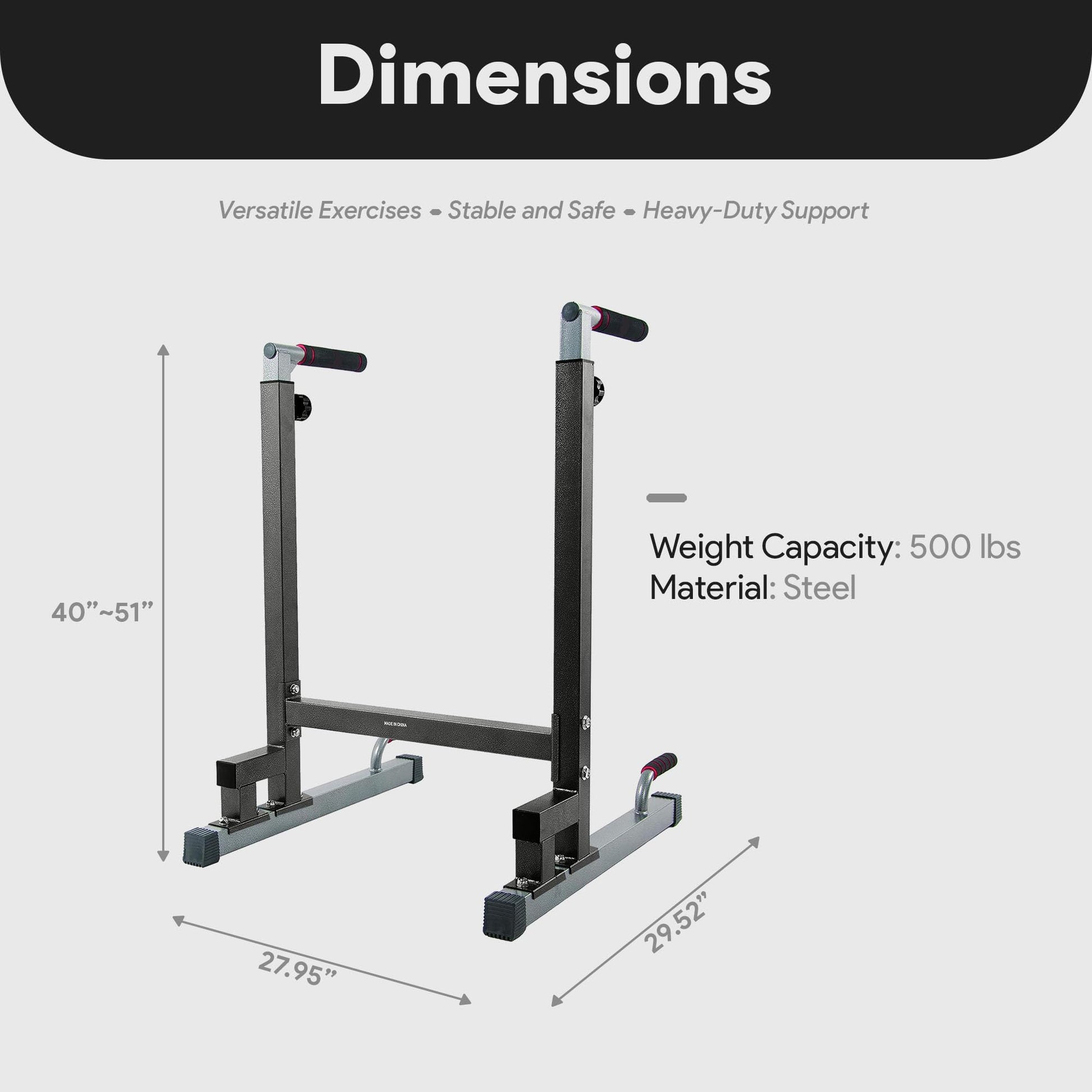 BalanceFrom Steel Frame Dip Station with Adjustable Height, 500 lb Capacity