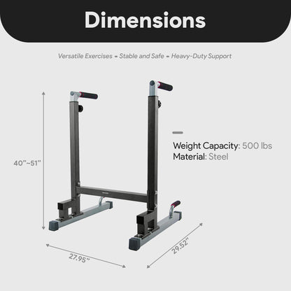 BalanceFrom Steel Frame Dip Station with Adjustable Height, 500 lb Capacity